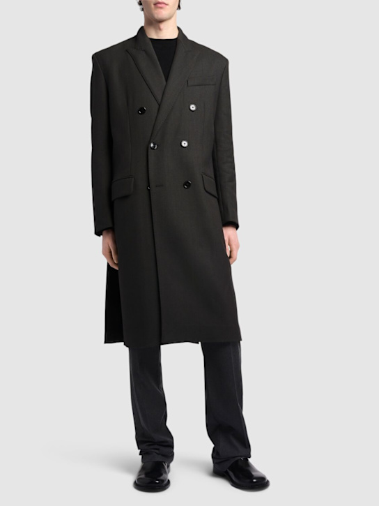 AMI Paris: Double breasted wool coat - men_1 | Luisa Via Roma