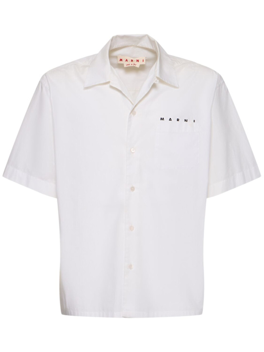Marni: Logo cotton poplin boxy s/s shirt - White - men_0 | Luisa Via Roma