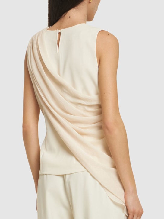 Abadia: Ray draped scarf top - Cream - women_2 | Luisa Via Roma