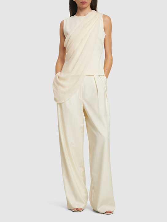 Abadia: Ray draped scarf top - Cream - women_1 | Luisa Via Roma