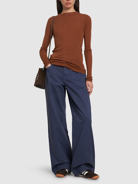 Auralee: Sheer cotton rib long-sleeve t-shirt - women_1 | Luisa Via Roma