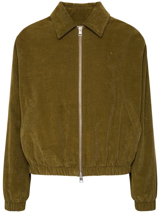 AMI Paris: Canvas corduroy zip jacket - men_0 | Luisa Via Roma