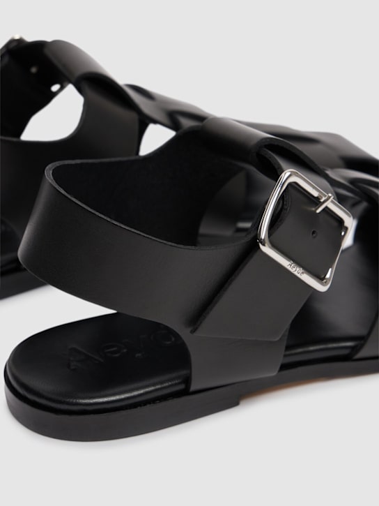 Aeyde: 10mm Whit leather fisherman sandals - Black - women_2 | Luisa Via Roma