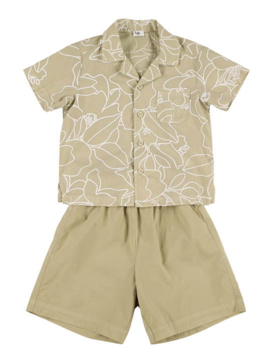 Il Gufo: Printed shirt & cotton blend shorts - Beige - kids-boys_0 | Luisa Via Roma