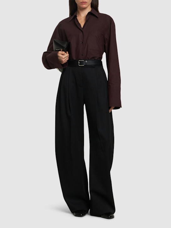 The Frankie Shop: Helen cotton poplin long shirt - women_1 | Luisa Via Roma