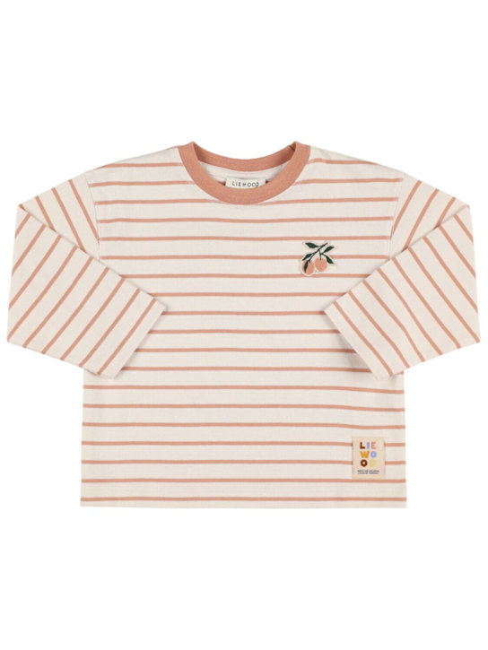 Liewood: T-shirt in cotone a righe - Bianco/Rosa - kids-girls_0 | Luisa Via Roma