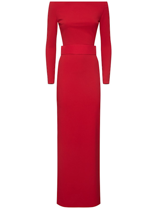 Solace London: Sabina crepe knit maxi dress - Red - women_0 | Luisa Via Roma