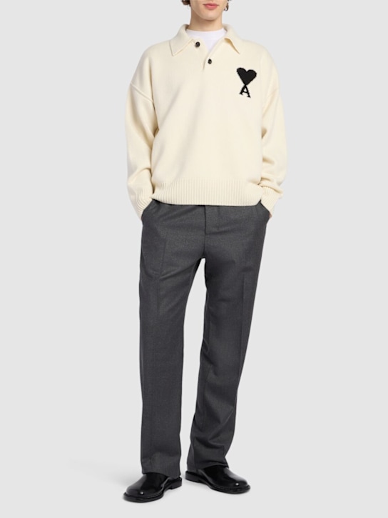 AMI Paris: ADC wool knit polo sweater - men_1 | Luisa Via Roma