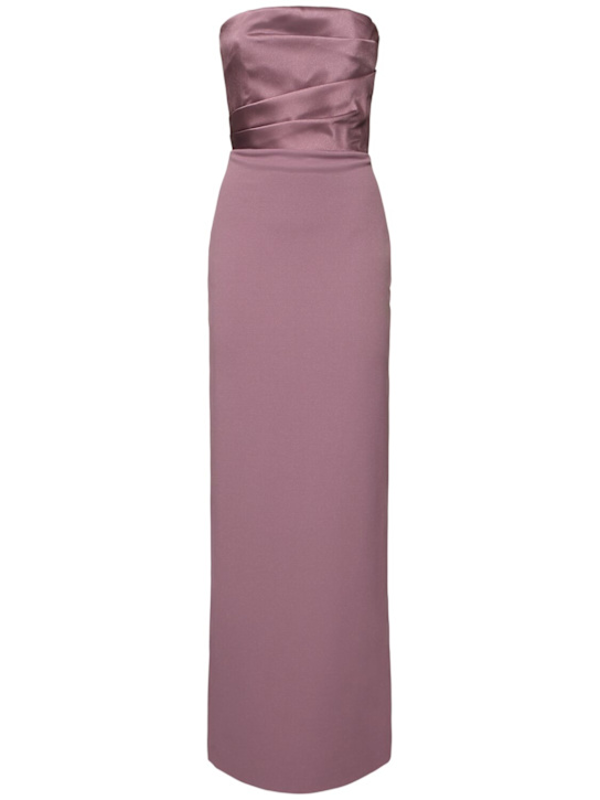 Solace London: Afra twill & crepe knit maxi dress - women_0 | Luisa Via Roma