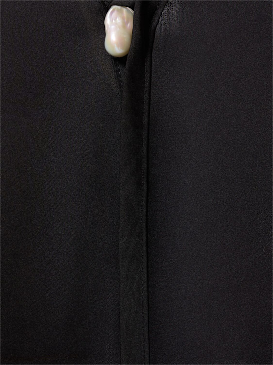 Sara Cristina: Nerea silk long sleeve top w/ pearl - Black - women_4 | Luisa Via Roma