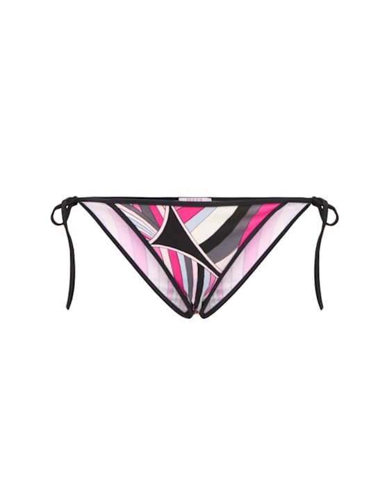 Pucci: Printed lycra triangle bikini bottoms - Black/Fuchsia - women_0 | Luisa Via Roma