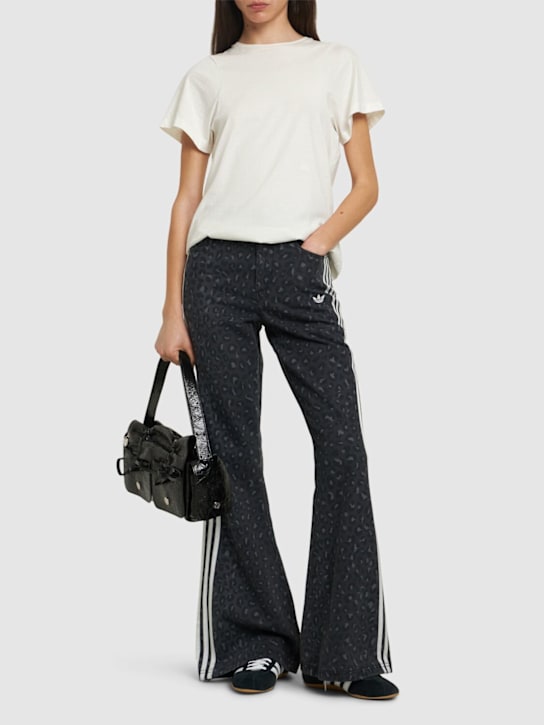 adidas Originals: Leopard print denim flared pants - women_1 | Luisa Via Roma