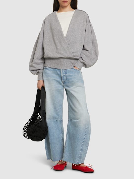 JW Anderson: Rounded cotton wrap sweatshirt - Grey - women_1 | Luisa Via Roma