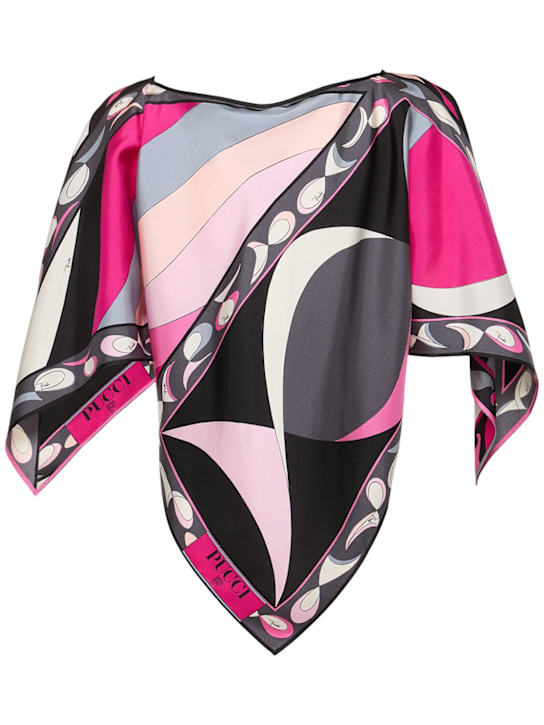 Pucci: Printed silk twill shirt - Black/Fuchsia - women_3 | Luisa Via Roma