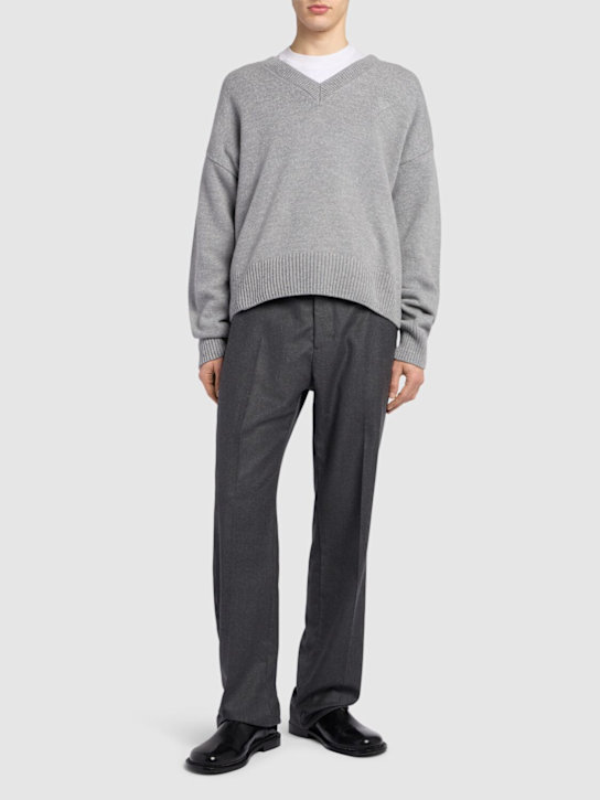 AMI Paris: Wool & cashmere knit v neck sweater - men_1 | Luisa Via Roma