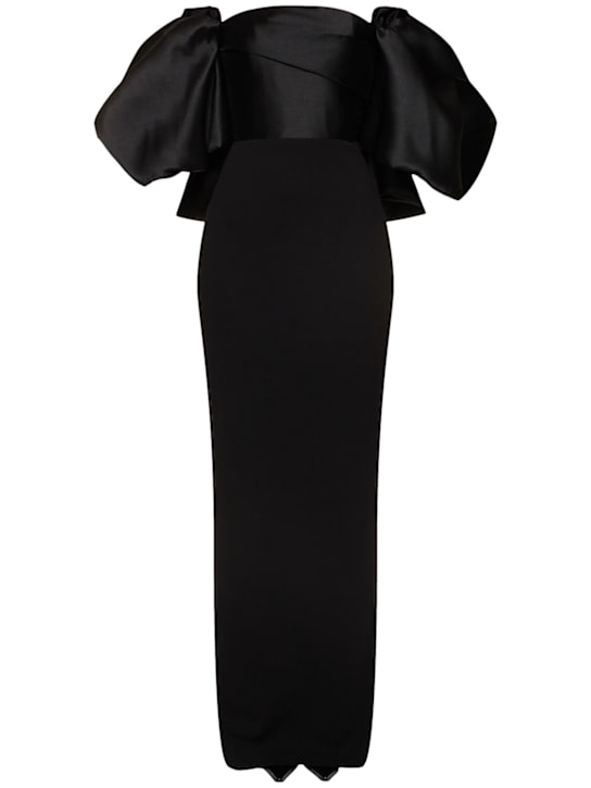 Solace London: Floris twill & crepe knit maxi dress - Black - women_0 | Luisa Via Roma