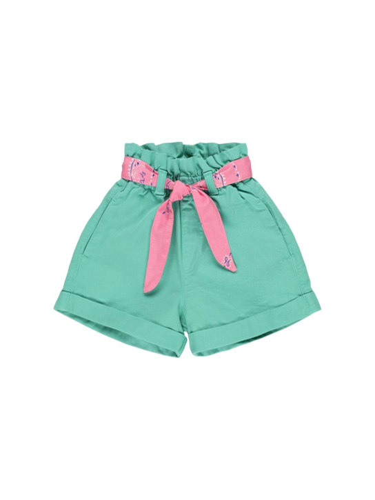 The New Society: コットンツイルハーフパンツ - ティールグリーン - kids-girls_0 | Luisa Via Roma