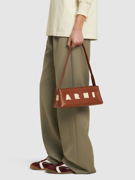 Marni: Museo hobo leather shoulder bag - Mocha/Ivory - women_1 | Luisa Via Roma