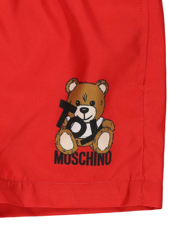 Moschino: Printed cotton sweat shorts - Red - kids-boys_1 | Luisa Via Roma