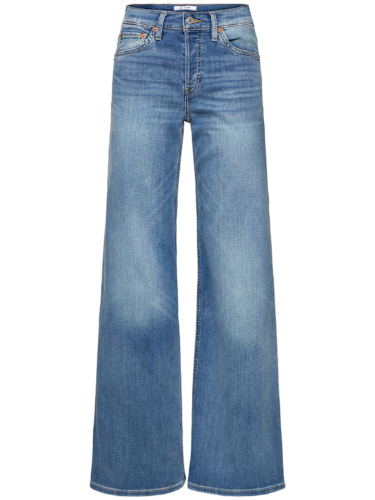 RE/DONE: Mid rise cotton blend wide leg jeans - Blue - women_0 | Luisa Via Roma