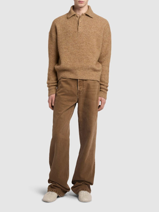 AMI Paris: Cotton denim wide jeans - men_1 | Luisa Via Roma