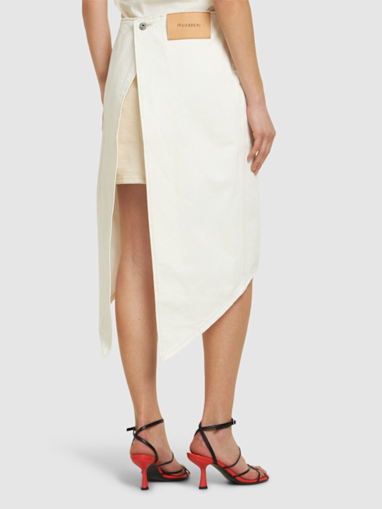 JW Anderson: Layered denim & twill midi skirt - White - women_2 | Luisa Via Roma