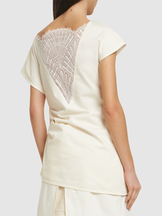 JW Anderson: Asymmetric draped cotton top - Ivory - women_2 | Luisa Via Roma