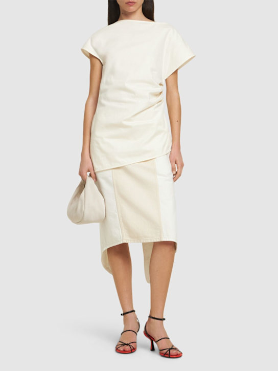 JW Anderson: Asymmetric draped cotton top - Ivory - women_1 | Luisa Via Roma