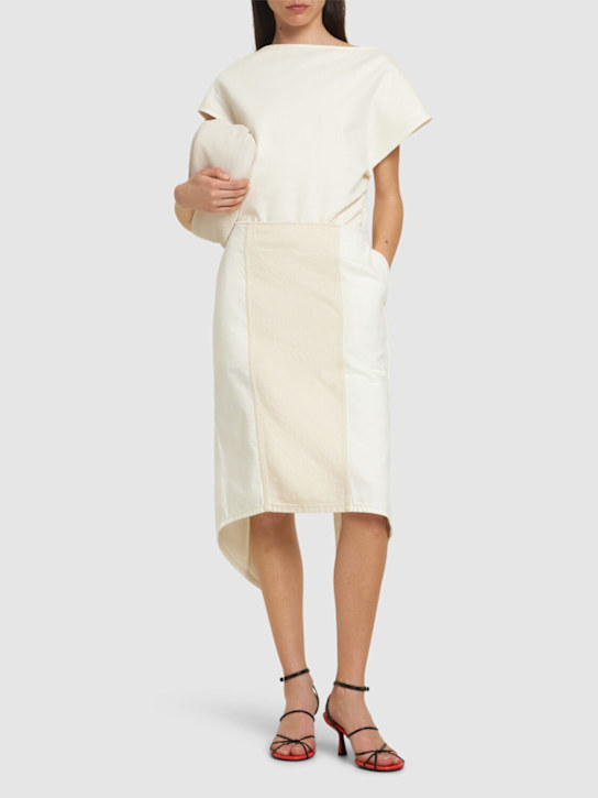 JW Anderson: Layered denim & twill midi skirt - White - women_1 | Luisa Via Roma