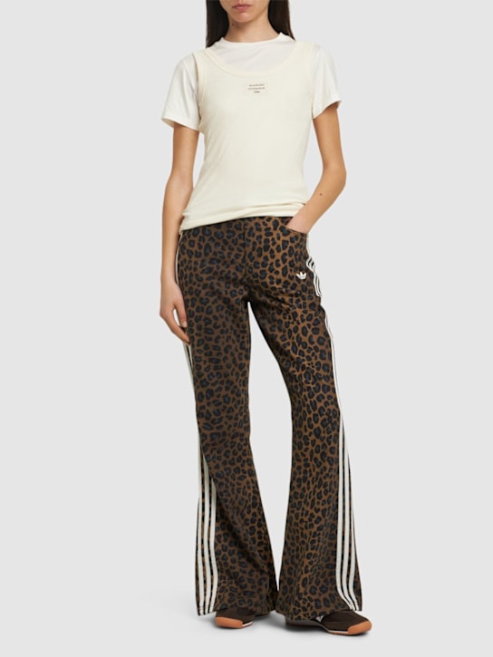 adidas Originals: Leopard print denim flared pants - women_1 | Luisa Via Roma