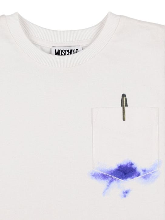 Moschino: Printed cotton jersey t-shirt - White - kids-boys_1 | Luisa Via Roma
