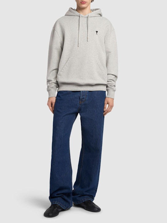 AMI Paris: Cotton logo sweatshirt hoodie - men_1 | Luisa Via Roma
