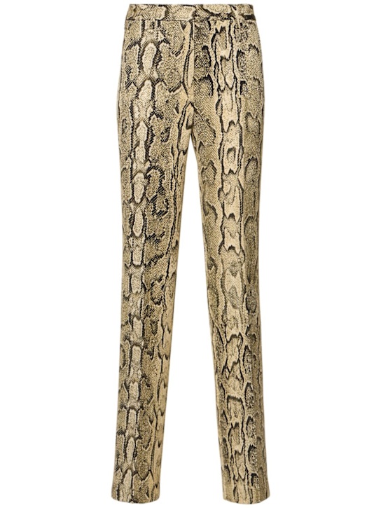 Dries Van Noten: Pulla snake printed jacquard pants - Multi/Beige - women_0 | Luisa Via Roma