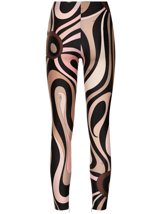 Pucci: 印花莱卡紧身裤 - 黑色/裸色 - women_3 | Luisa Via Roma