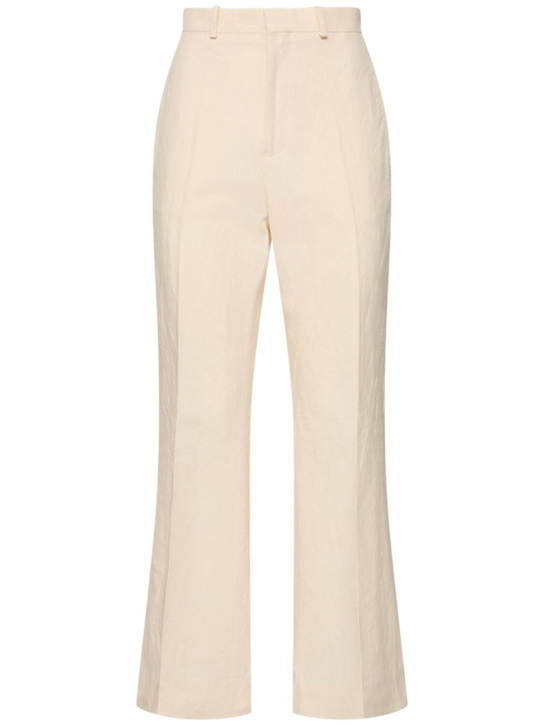 Bite Studios: Credo cotton & linen cropped pants - Ecru - women_0 | Luisa Via Roma