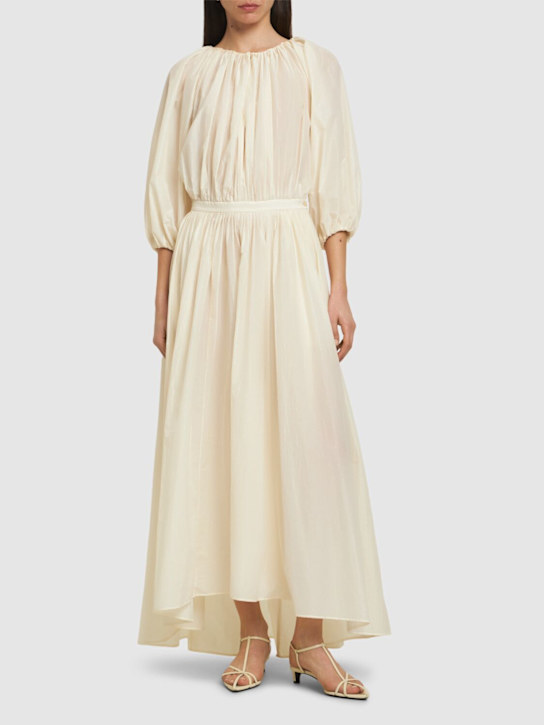 Draped cotton blend midi dress - Thumbnail 2
