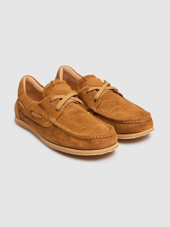 Jacquemus: Les batto suede loafers - Camel - men_1 | Luisa Via Roma