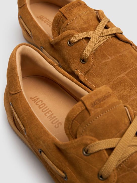 Jacquemus: Les batto suede loafers - Camel - men_2 | Luisa Via Roma