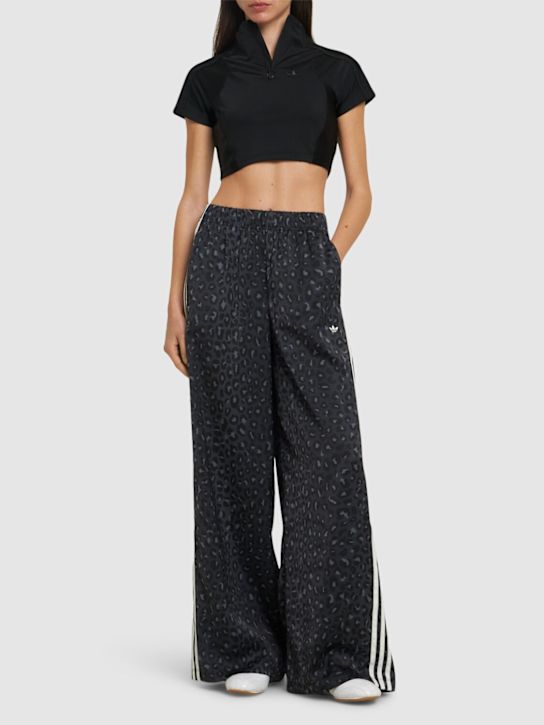 adidas Originals: Leopard print satin wide pants - women_1 | Luisa Via Roma