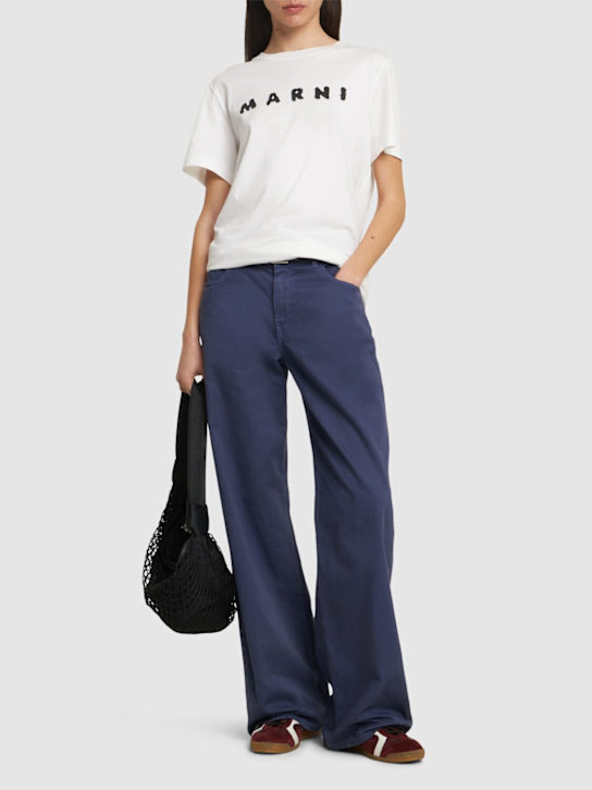 Marni: Jersey logo short sleeved t-shirt - White - women_1 | Luisa Via Roma