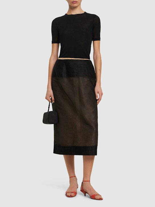 Carven: Cotton midi skirt - Black - women_1 | Luisa Via Roma