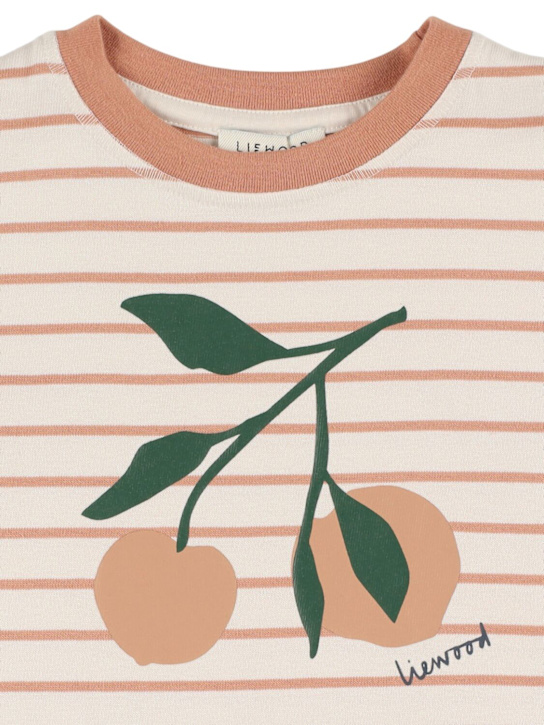 Liewood: Striped cotton jersey t-shirt - White/Pink - kids-girls_1 | Luisa Via Roma