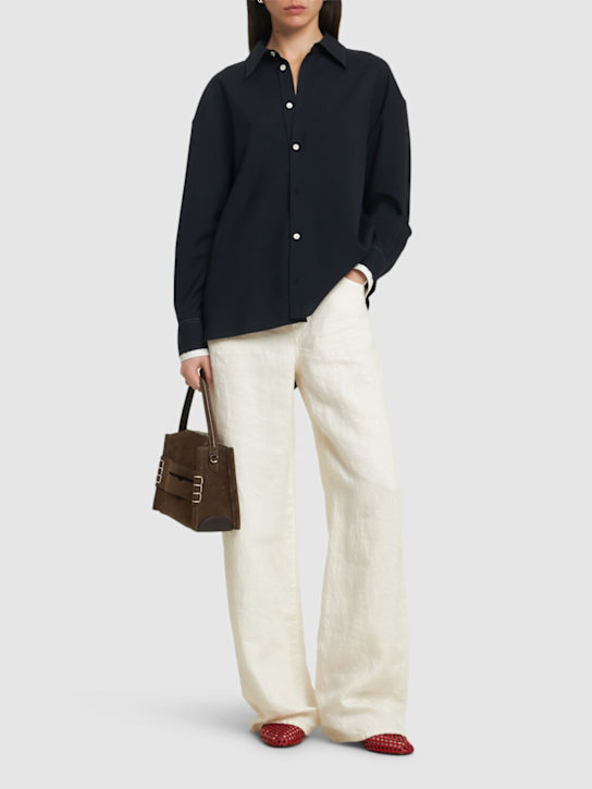 Marni: Wool classic shirt - Navy - women_1 | Luisa Via Roma