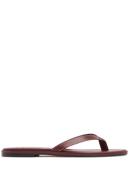 Aeyde: 10mm Melody nappa leather thong sandals - Burgundy - women_0 | Luisa Via Roma