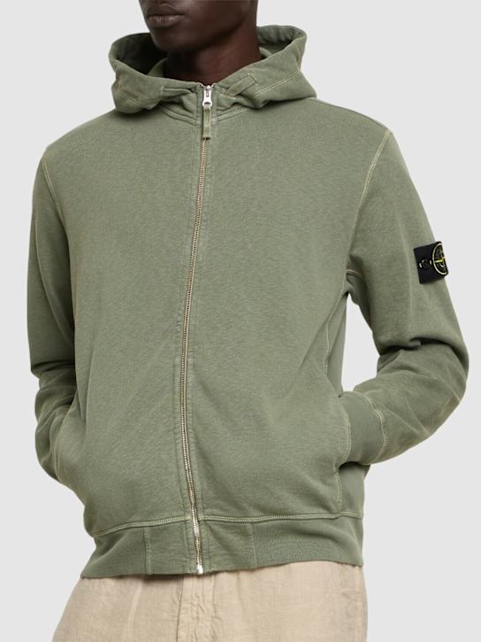 Stone Island: Cotton zip hoodie - Musk - men_2 | Luisa Via Roma