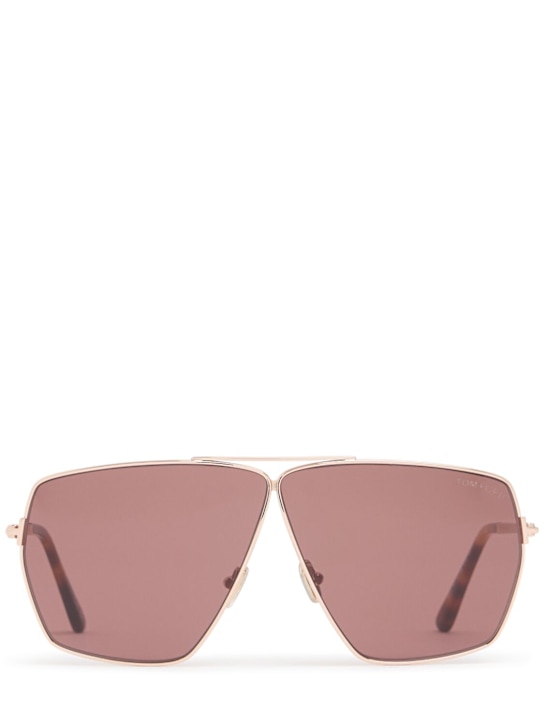 Tom Ford: Stella squared metal sunglasses - Shiny Rose Gold - men_0 | Luisa Via Roma