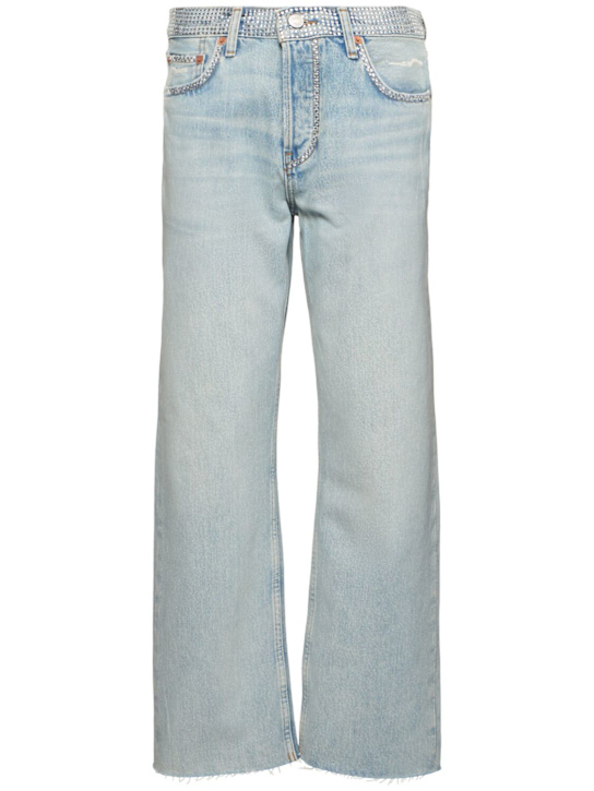 RE/DONE: Easy straight crop embellished jeans - Blue - women_0 | Luisa Via Roma
