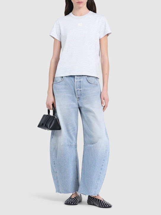 Alexander Wang: Essential shrunk cotton jersey t-shirt - Grey - women_1 | Luisa Via Roma