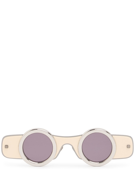 Kuboraum Berlin: J50 Round acetate & metal sunglasses - Ivory/Grey - men_0 | Luisa Via Roma