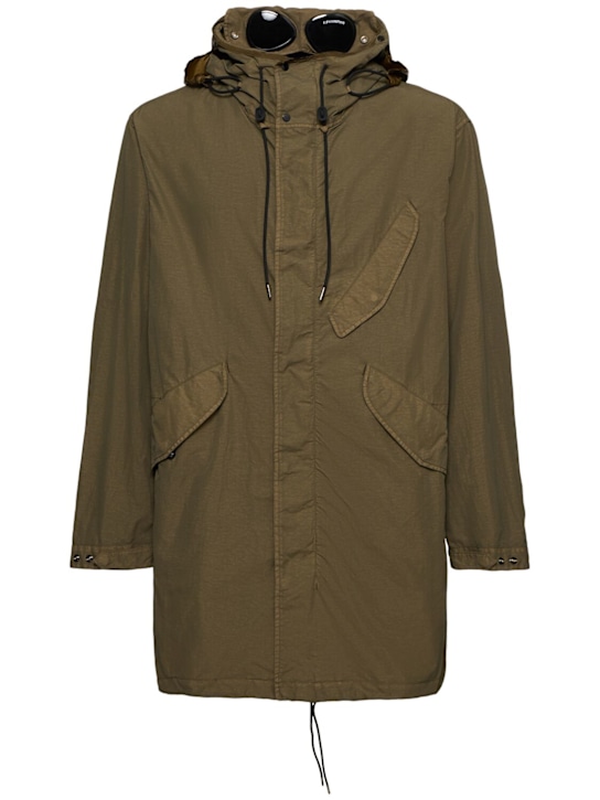 C.P. Company: Flatt nylon goggle fishtail parka - Efeugrün - men_0 | Luisa Via Roma